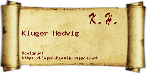 Kluger Hedvig névjegykártya